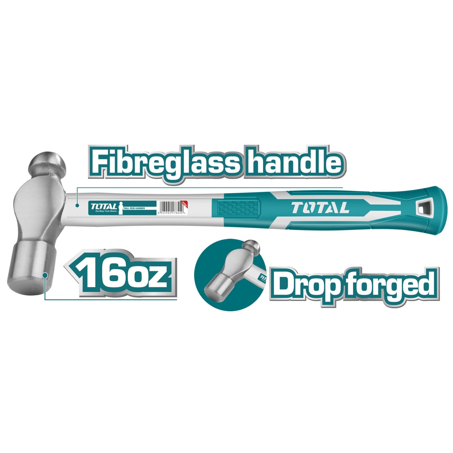 TOTAL BALL PEIN HAMMER 450G/16oz F/G HANDLE