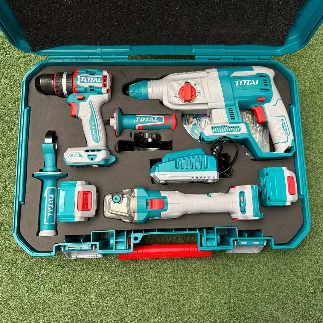 TOTAL 20V COMBO 3PC IMP DRILL, R/HAMMER, GRINDER TOSLI241198