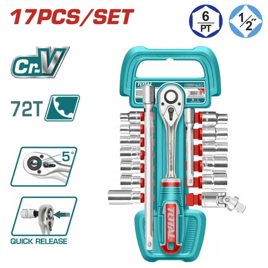Total 17 Pcs 1/2" socket set - THT121171
