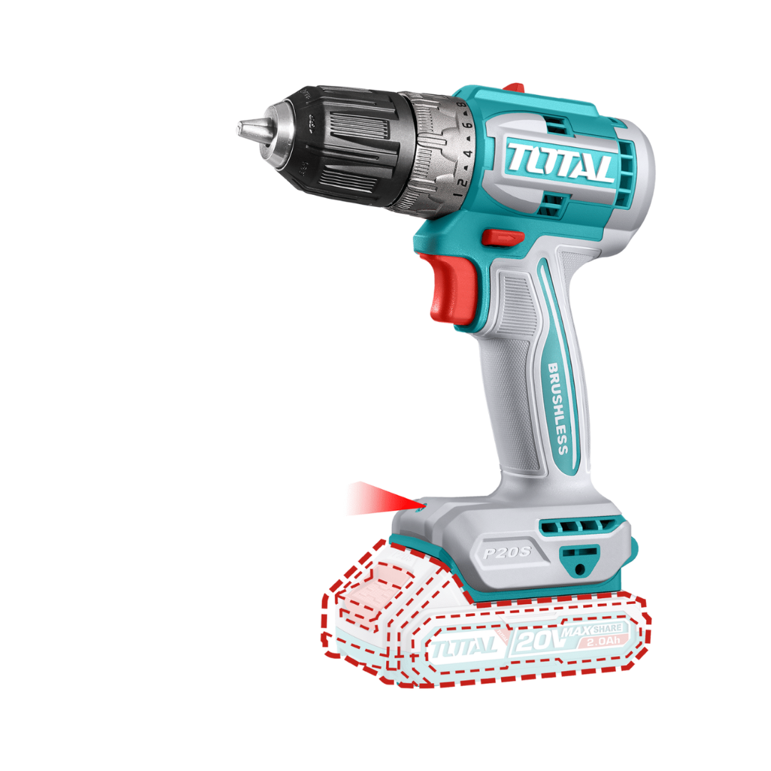 TOTAL 20V DRILL NON IMPACT 52NM X 10MM 47PC