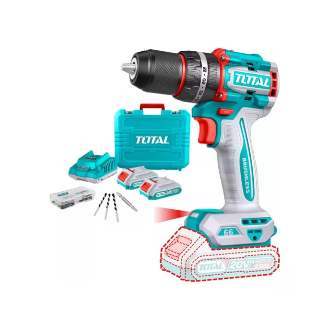 TOTAL 20V DRILL IMPACT 66NM BRUSHLESS CORDLESS KIT