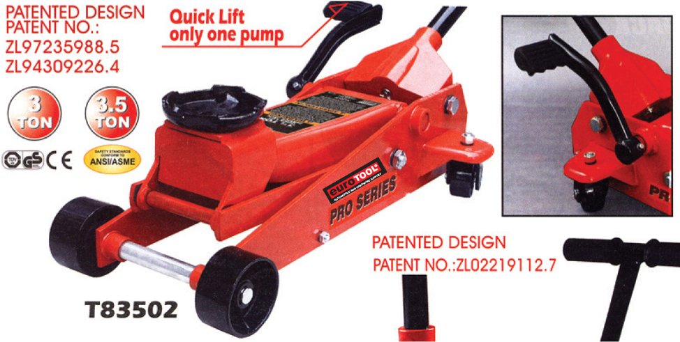 TROLLEY JACK 3.5 TON FOOT PEDAL (ET) min 145 x max 500 x long 685