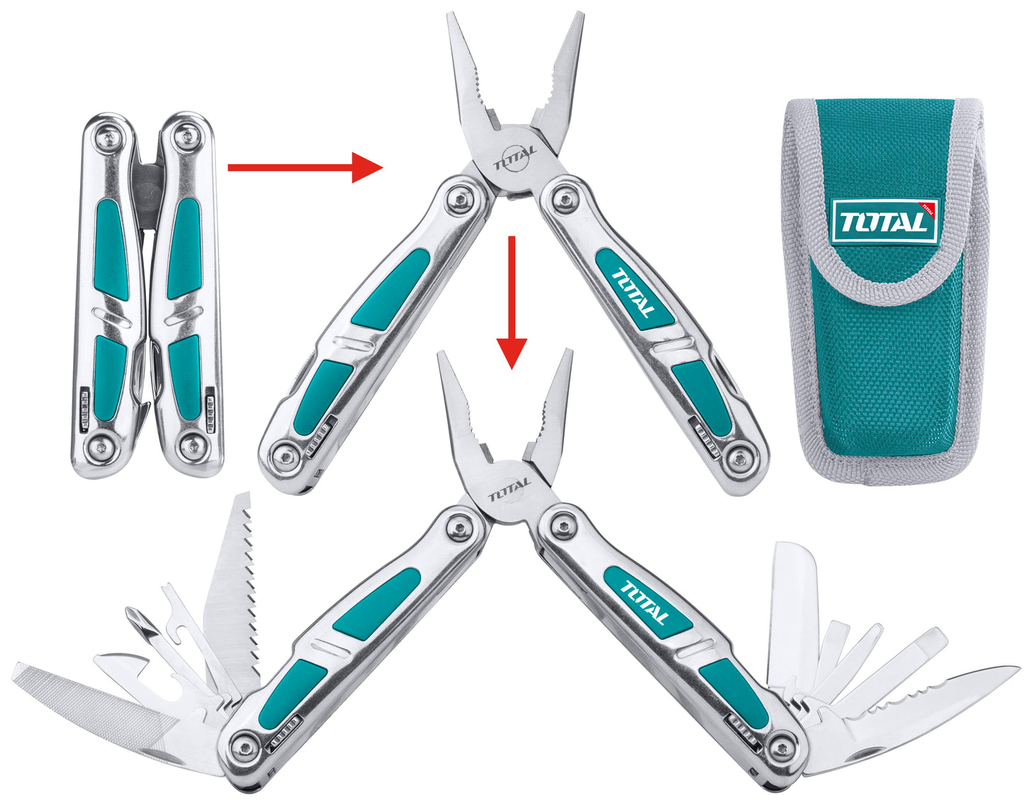 TOTAL FOLDABLE MULTI TOOL WITH RUBBER GRIP
