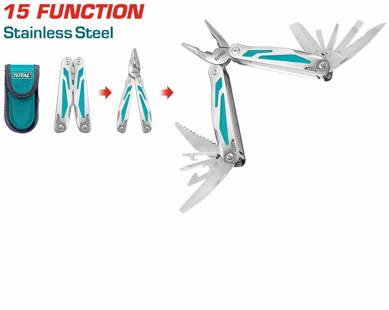 TOTAL FOLDABLE MULTI TOOL WITH RUBBER GRIP