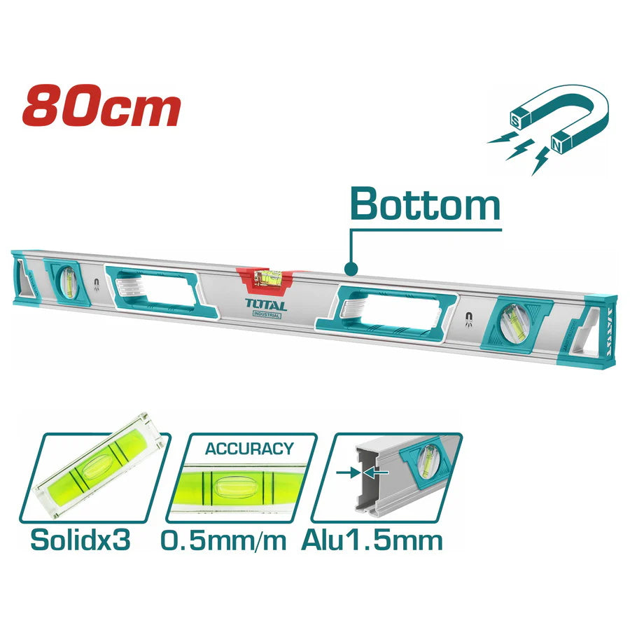 TOTAL 80CM SPIRIT LEVEL WITH 4PC POWER MAGNET