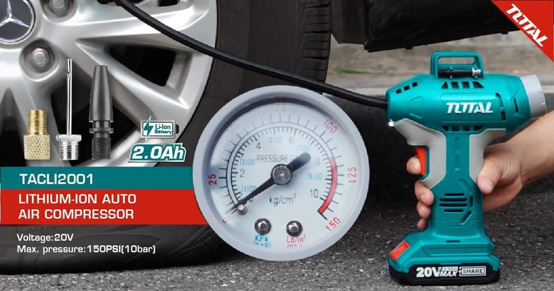 LITHIUM-ION AUTO AIR COMPRESSOR 20V 150PSI TOTAL