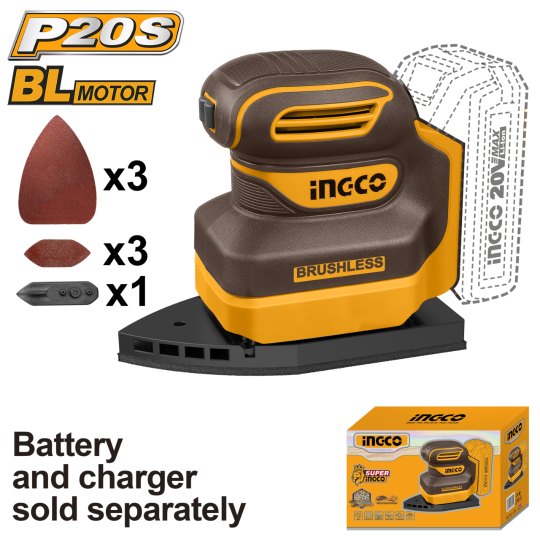 Ingco 20V Lithium-Ion Palm Sander Solo - CPSLI2024