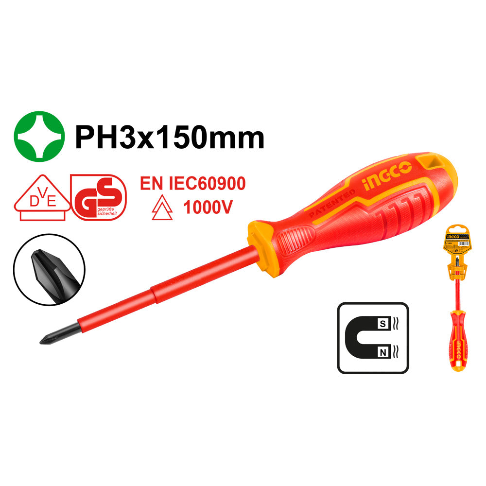 Ingco Insulated screwdriver PH3 x 150mm - HISD81PH3150