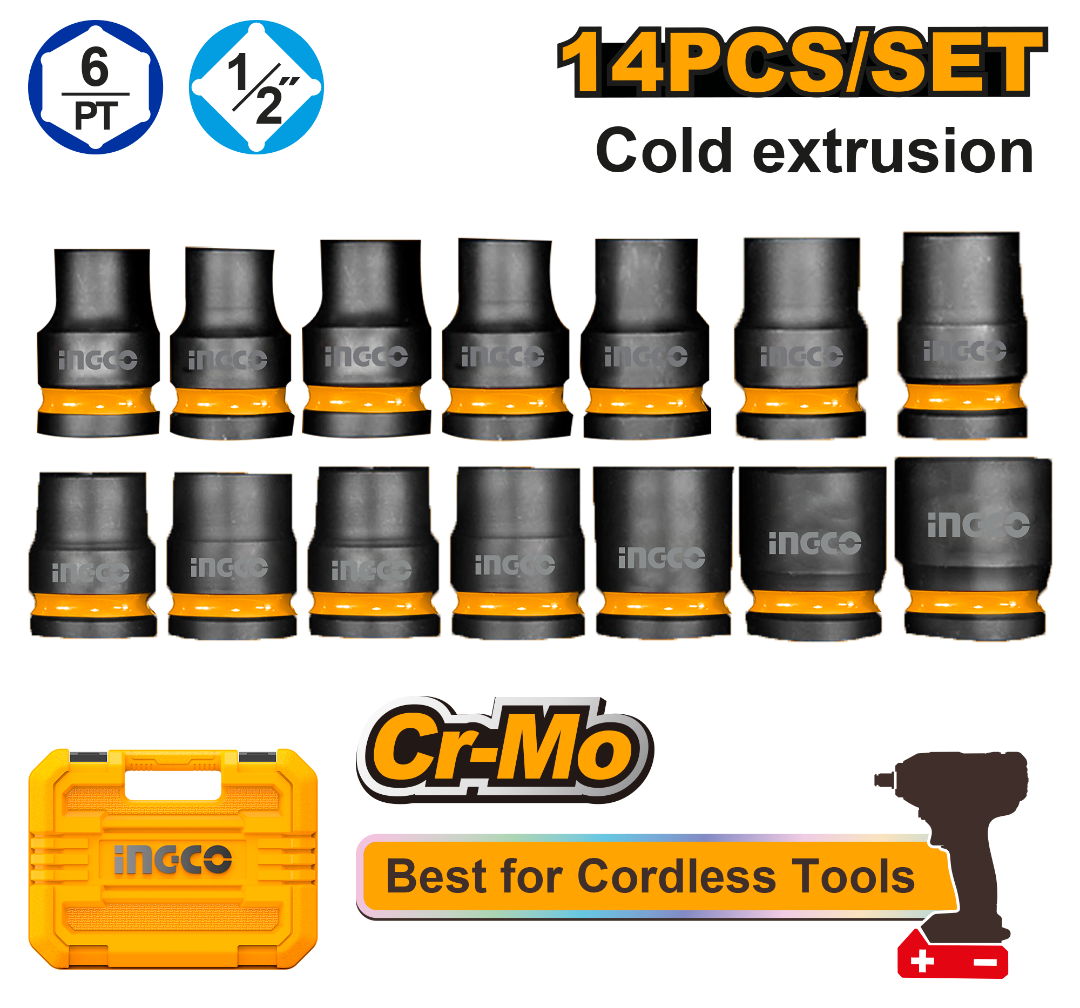 Ingco Socket Set 14 Piece 1/2" DR