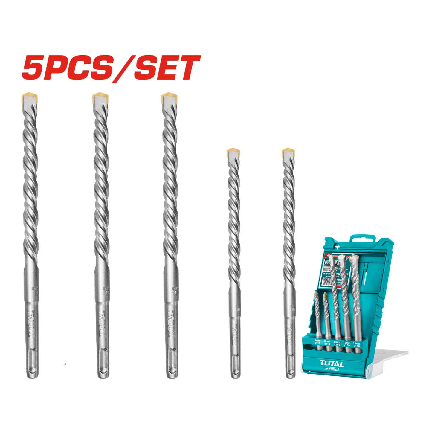 Total HSS Twist Drill Bits Set 5pcs