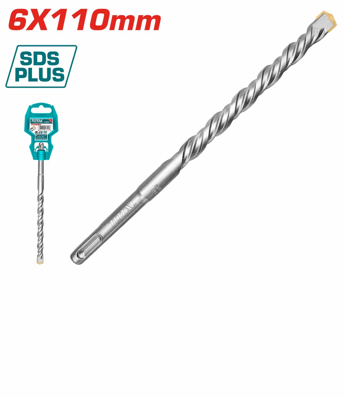Total SDS Plus Hammer Drill Bit 6 X 110mm