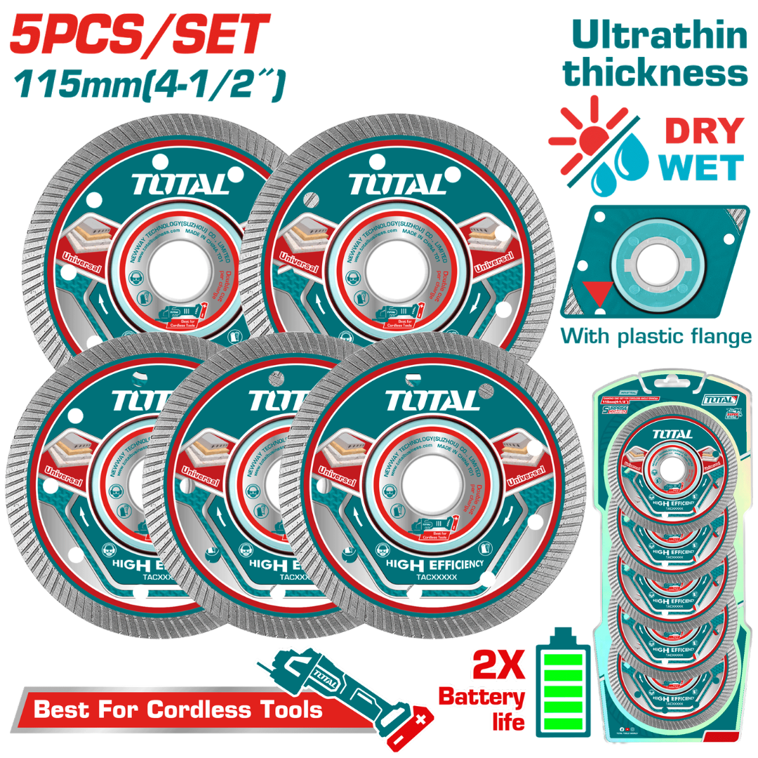 Total Abrasive Diamond Blade 115mm Segmented 5Pc – TAC511155
