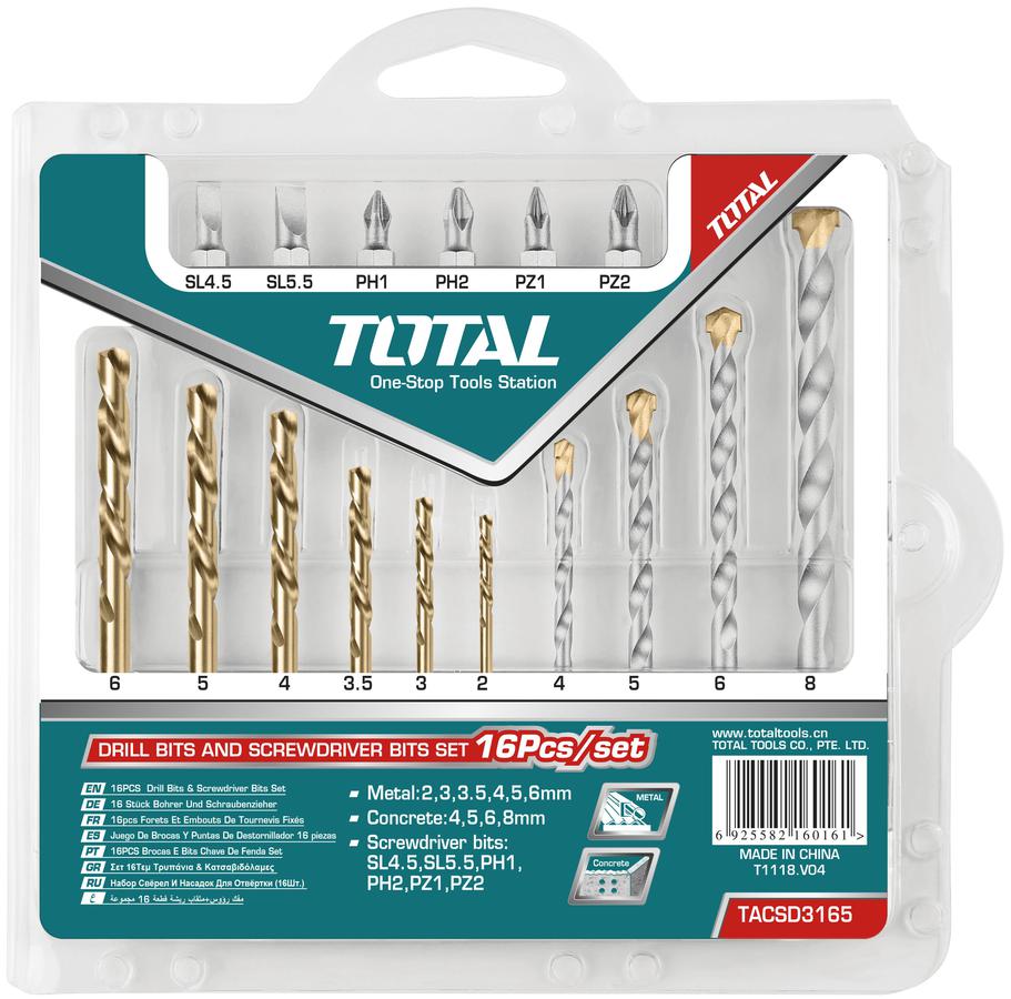 Total Drill and Screwdriver Bits Set 16pcs