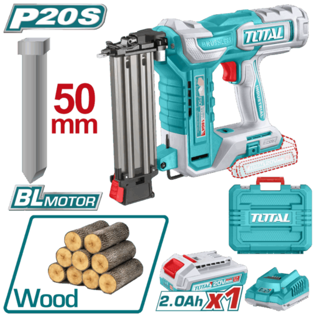 TOTAL 20V Brad Nailer F15-F50 1X2AH+Charge+Acc (KIT) – TCBNLI5008