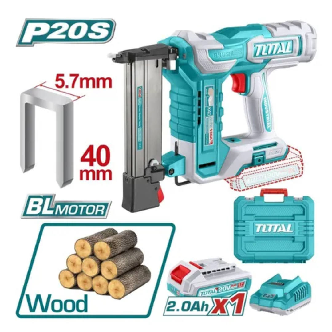 TOTAL 20V CROWN STAPLER NAILER (KIT) - TCSNLI6008