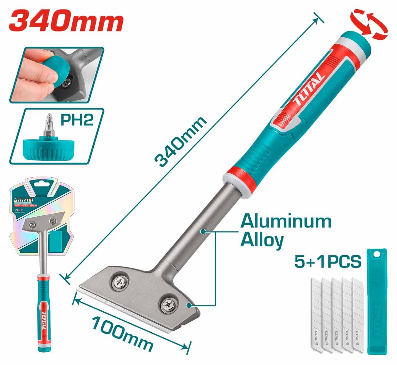 Total Paint Scraper Metal 5Pc - TGS3088