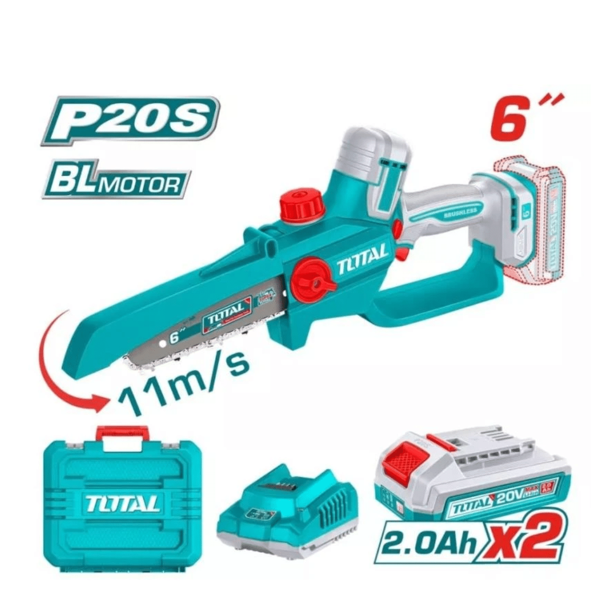 TOTAL 20V Pruner Saw 2X2AH+Charger (KIT) – TGSLI20662