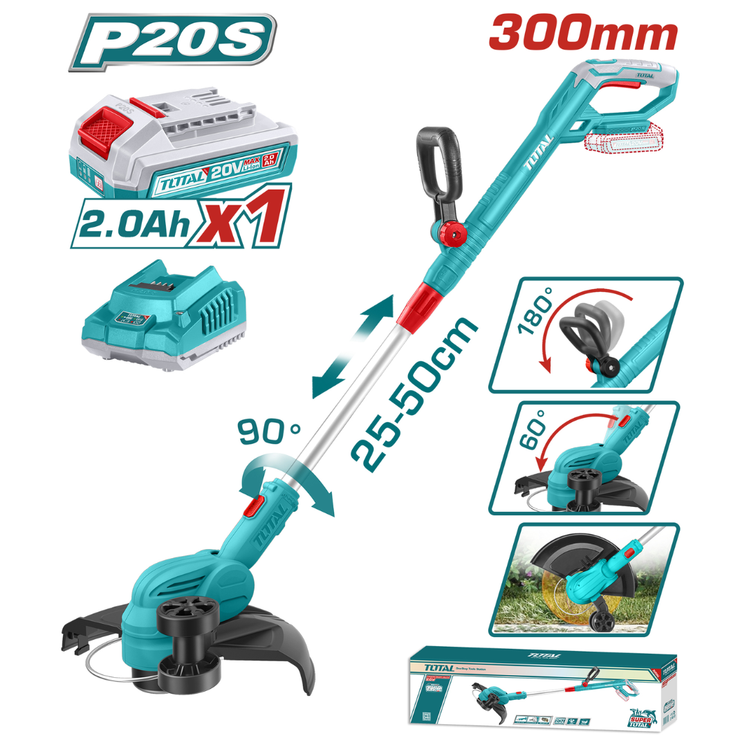 TOTAL 20V Grass Trimmer 300mm 1X2AH+Charger (KIT) – TGTLI203285