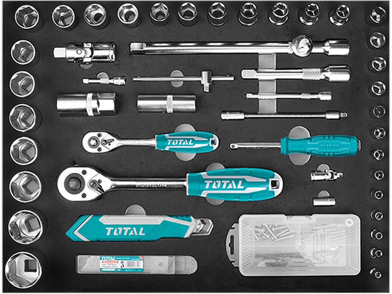 TOTAL Tool Set Trolley/Chest 147Pc 1/2-1/4 – THKTHP21476