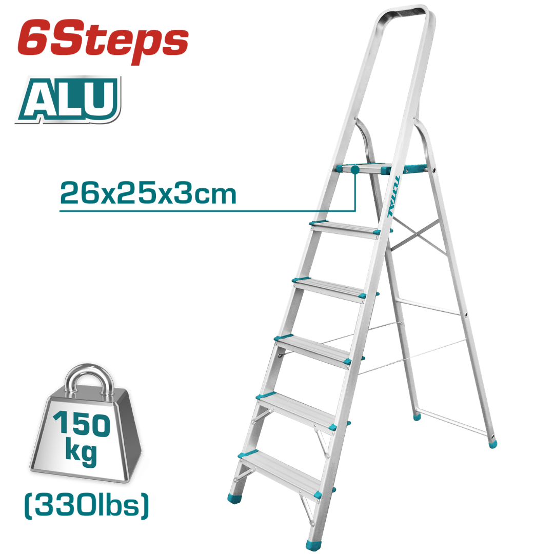 Total Ladder Aluminium House Hold 6 Step 150kg – THLAD06061