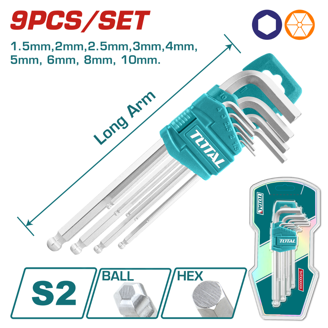 Total Allenkey Ball 1.5-10 9Pc Ls – THT106291