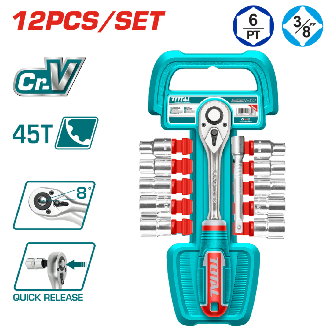 Total 12 Pcs 3/8" Socket Set - THT381121