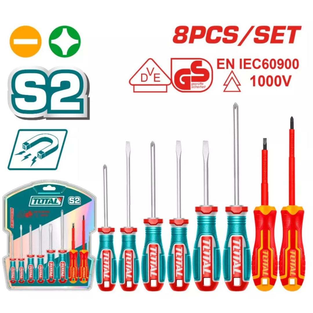 TOTAL SCREWDRIVER SET 8PC COMBO VDE - TKSDS0836 (SP)
