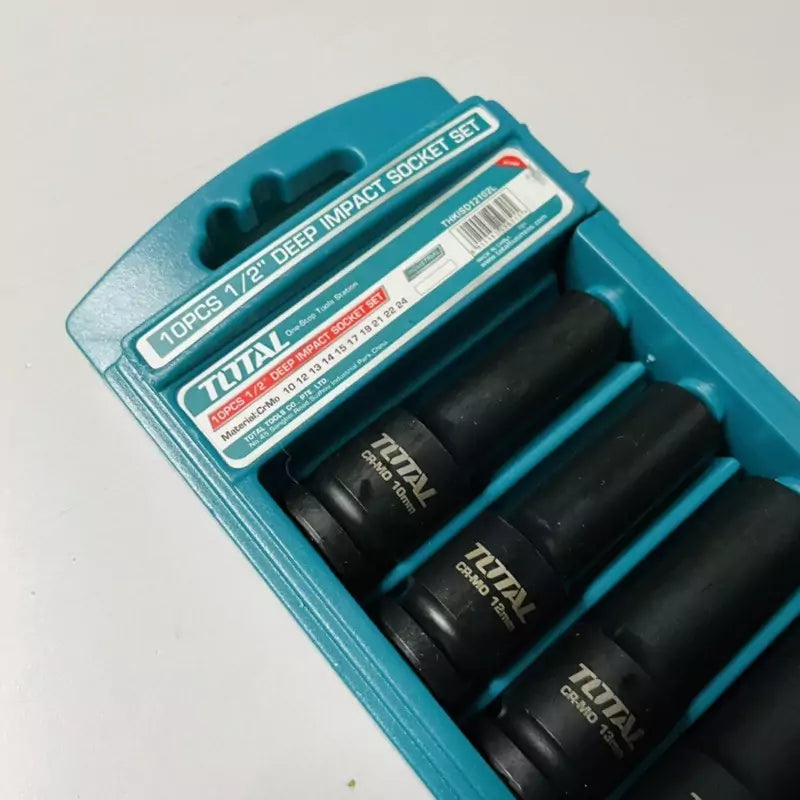 Total 10 Pcs 1/2" deep impact socket set total