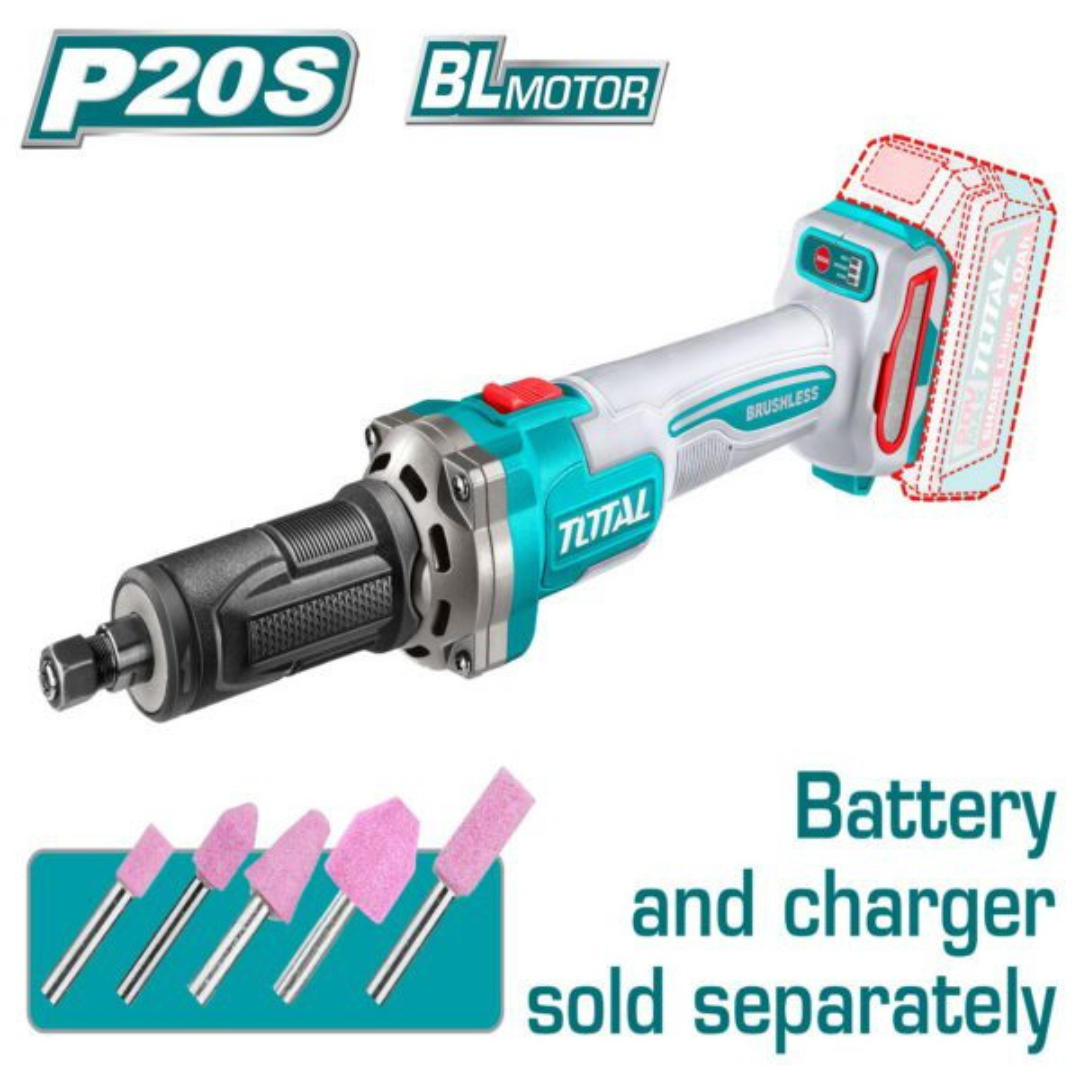 TOTAL 20V Die Grinder 6mm 10 000-30 000 RPM SOLO – TDGLI2001