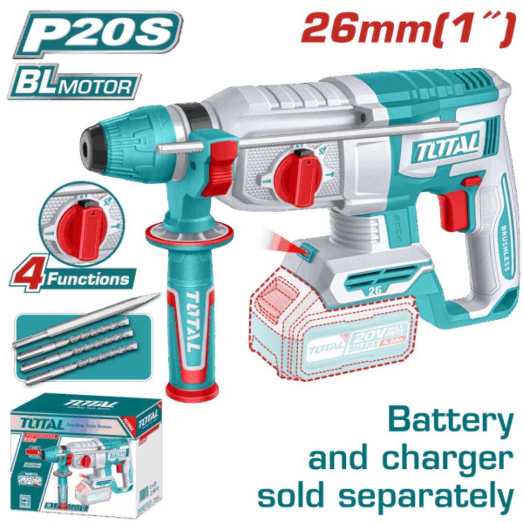 TOTAL 20V Rotary Hammer 2.5J 26mm SOLO – TRHLI20268