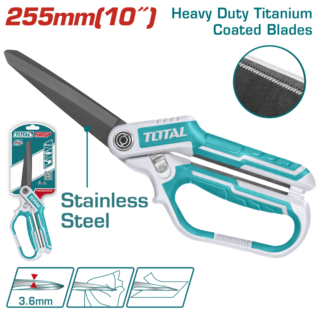 Total Scissors Heavy Duty Rubber Grip Long Blade – THSCRS832558