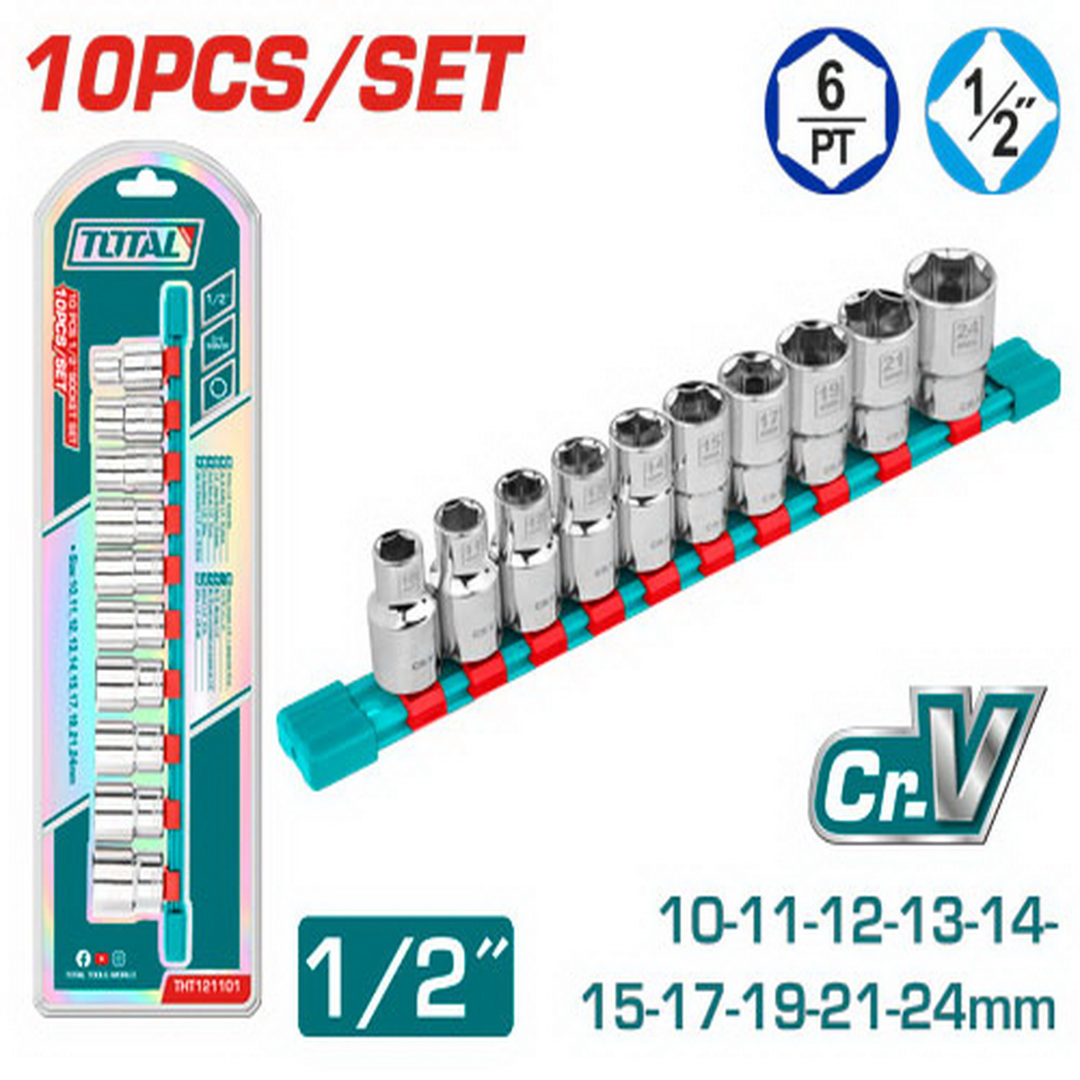 Total Socket Set 1/2 “dr 10-24mm 10Pc – THT121101