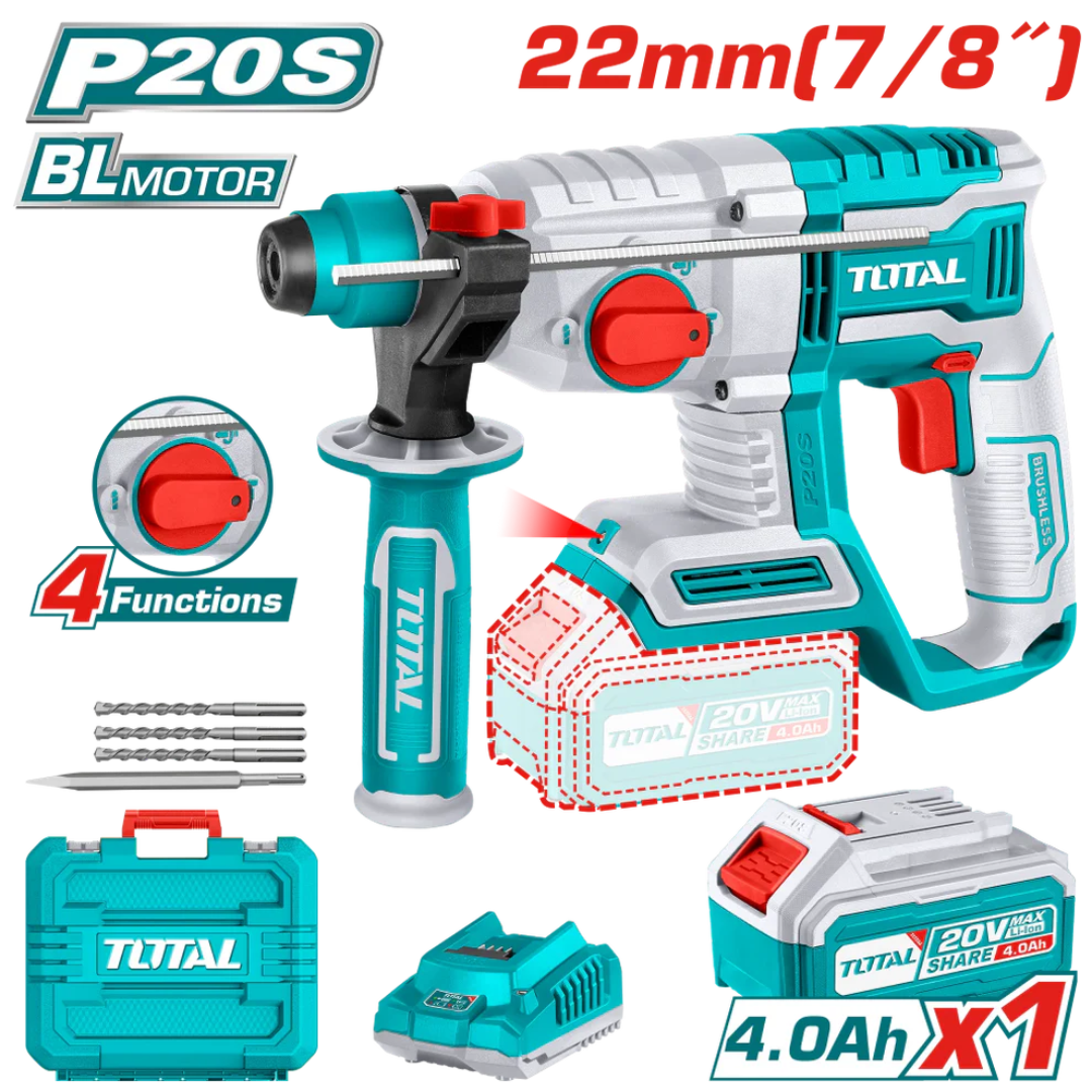 TOTAL 20V Rotary Hammer KIT 22mm 4AH