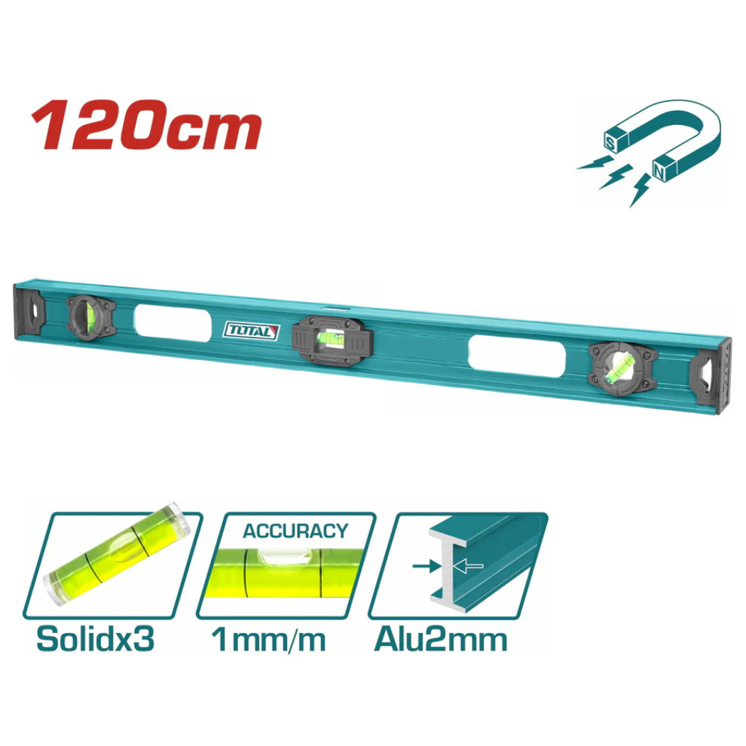 TOTAL 120CM SPIRIT LEVEL 5 PCS MAGNETIC
