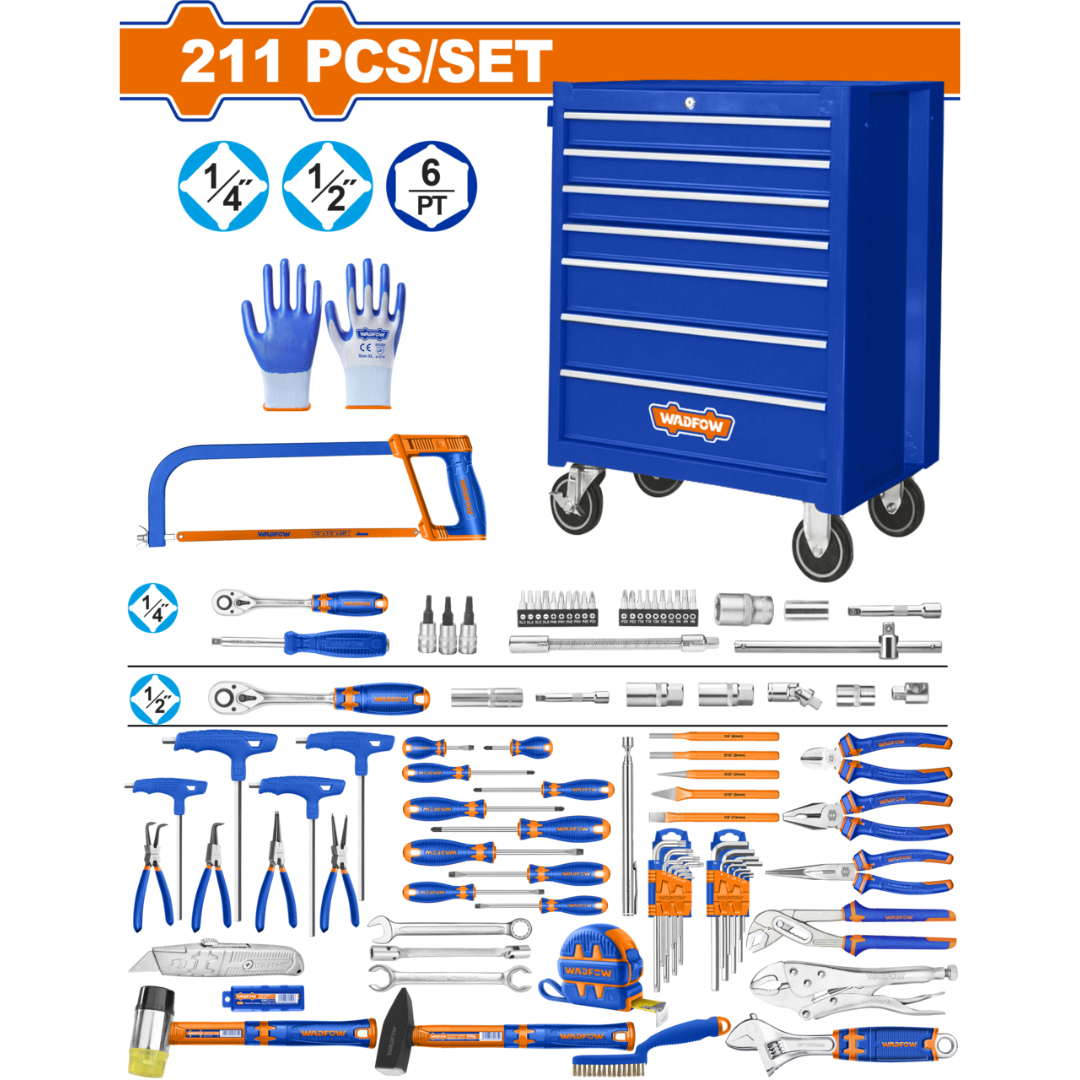 Wadfow 211 Piece tool chest set 7 drawer -WHS3211 – Wheelquip Tools