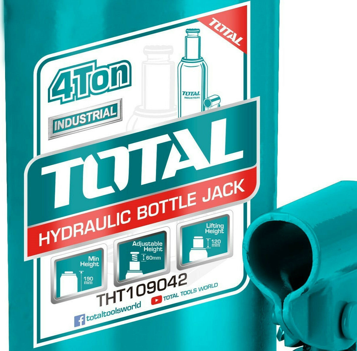 TOTAL 4 TON BOTTLE JACK WITH SAFETY VALVE