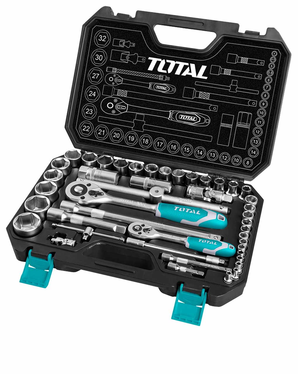 TOTAL 44PCS 1/4"+1/2" SOCKET SET