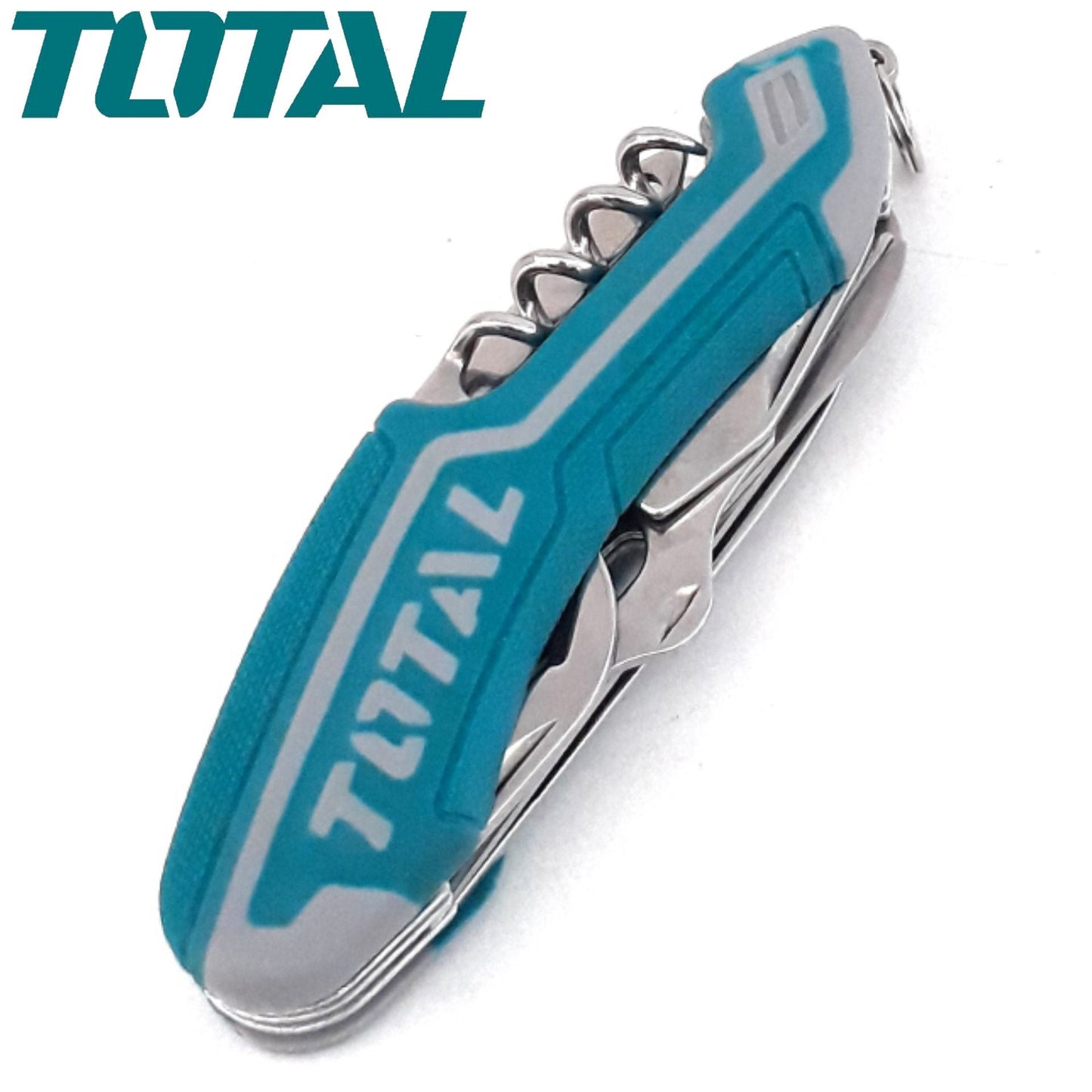 TOTAL 12 FUCTION FOLDABLE MULTI TOOL WITH RUBBER GRIP