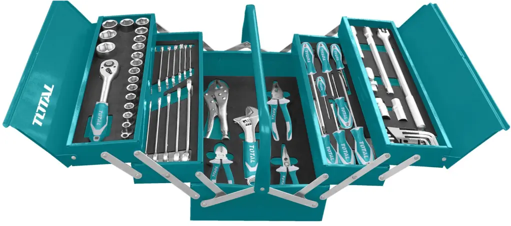 TOTAL 5 TRAY TOOLBOX WITH 59 SETS OF TOOLS THTCS12591