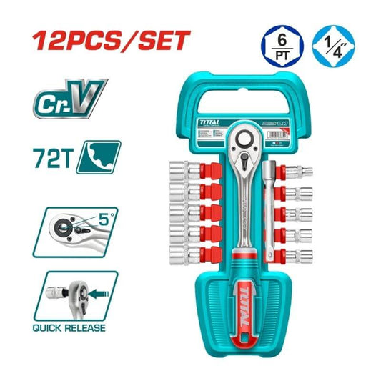 Total Tools 12Pcs 1/4 Socket Set 72T (THT14114126)