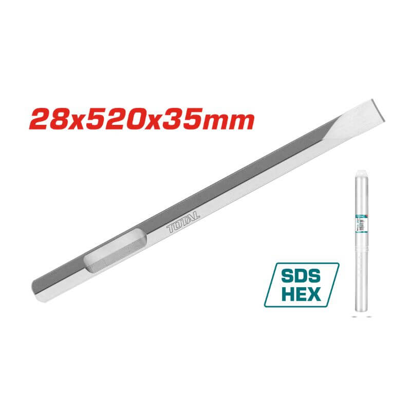 Hex chisel total 28X35X520mm flat