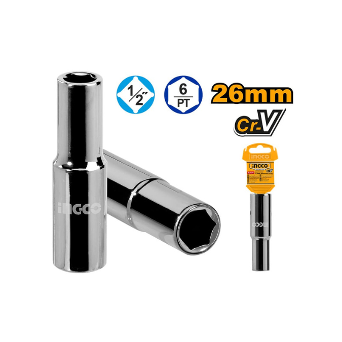 Ingco Deep Hex Socket1/2" Deep 26 mm