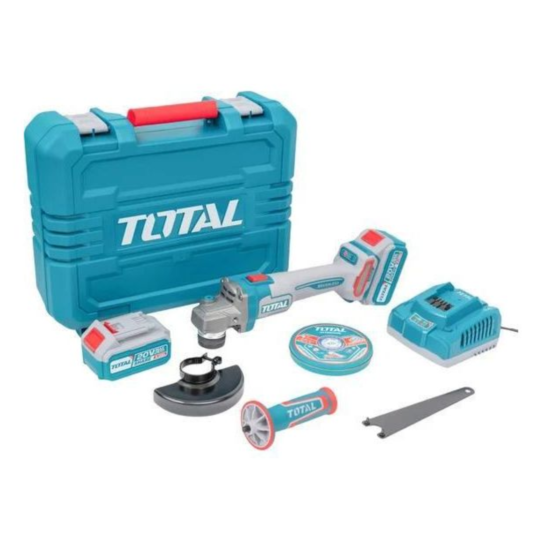 TOTAL 20V Angle Grinder 115mm+2x4AH+Chg+Disc- KIT- TAGLI271532