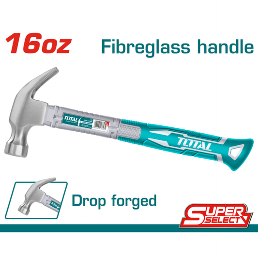 TOTAL CLAW HAMMER 450G/16oz WITH F/G HANDLE