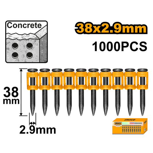 Ingco Continuous firing nails 38x2.9mm (1000 units) - ANA02381
