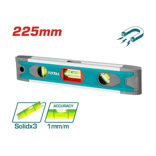 TOTAL 225MM SPIRIT LEVEL MAGNETIC 3 VIAL