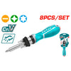 TOTAL 8 PCS RATCHET SCREWDRIVER SET - TACSD30086