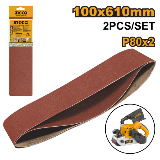 Ingco 2PC Sanding Belt 100mm x 610mm - BSP020801