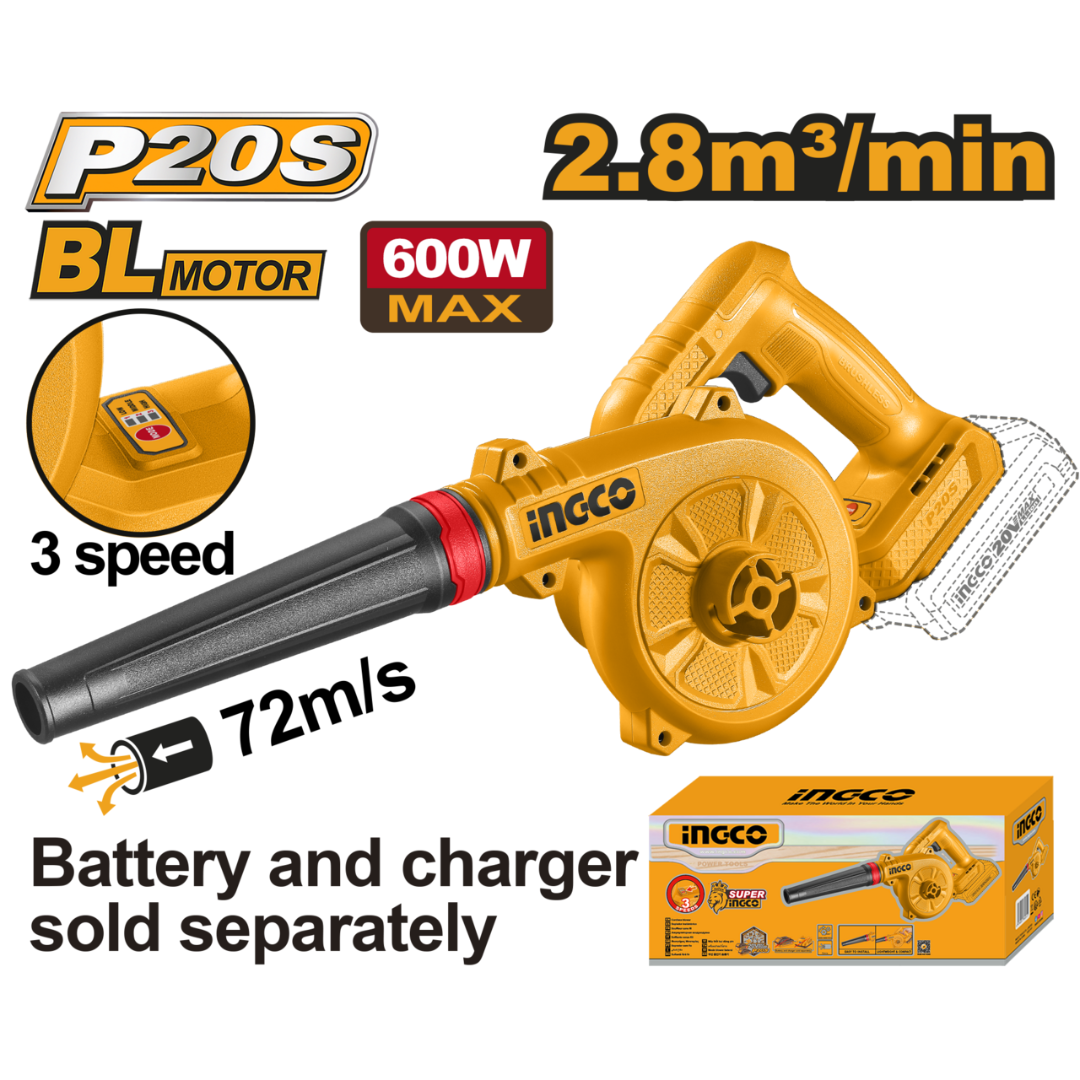 INGCO 20V PS+C/L B/L BLOWER 2.8QBM/MINM3 SPEED - CABLI2068