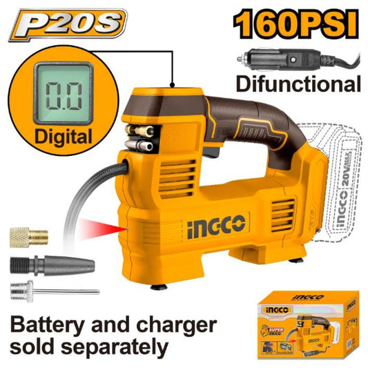 Ingco 20V Cordless Auto Air Compressor 160PSI Kit